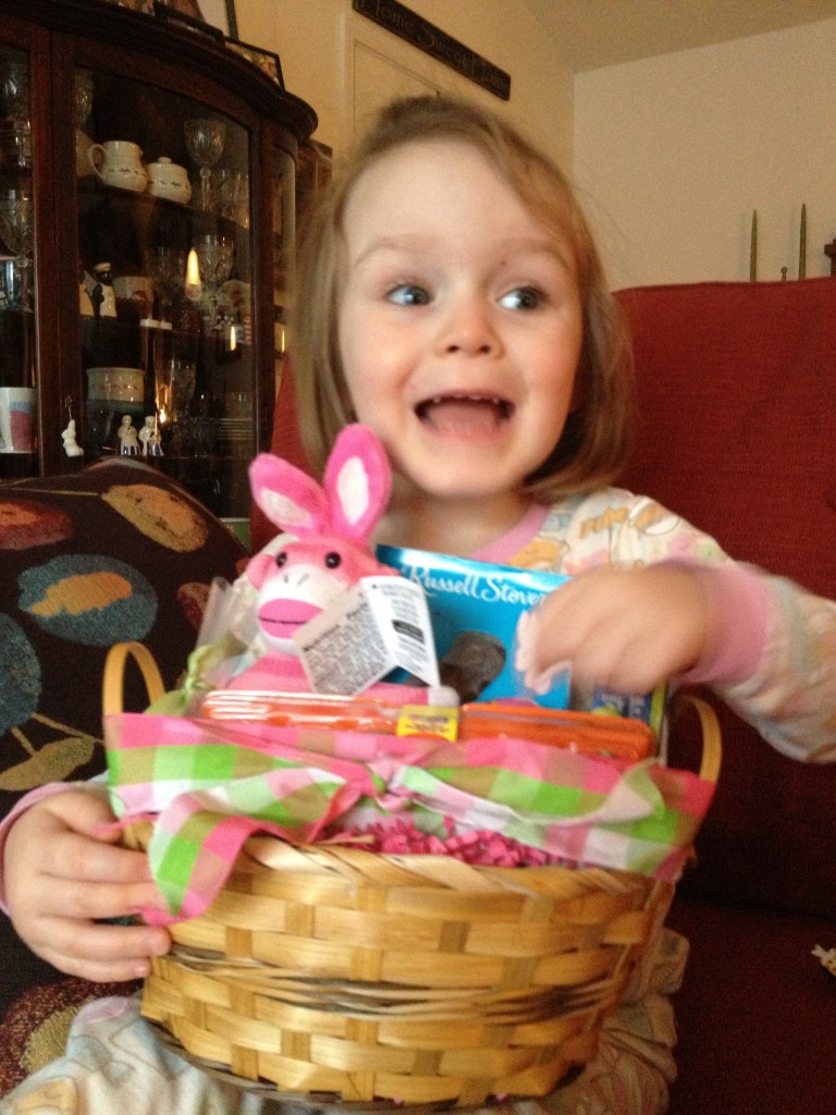 She was excited about her first Easter basket!