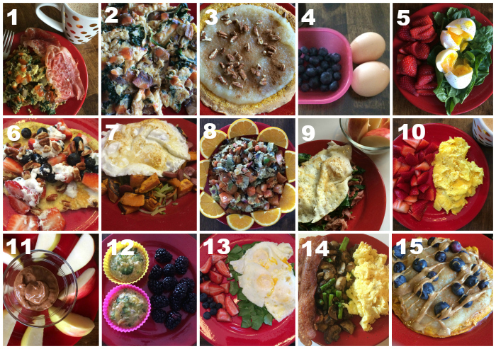whole30 breakfast collage numbered